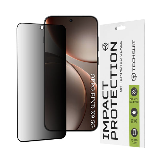 Zaštitna folija za ekran Privacy Techsuit za Oppo Find X9, Kaljeno staklo, Full Glue, 111D