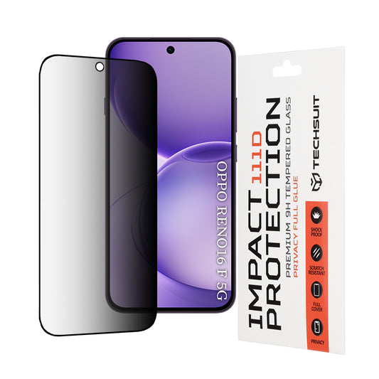 Zaštitna folija Ekran Privacy Techsuit za Oppo Reno16 F / Reno16 FS, Kaljeno Staklo, Full Glue, 111D