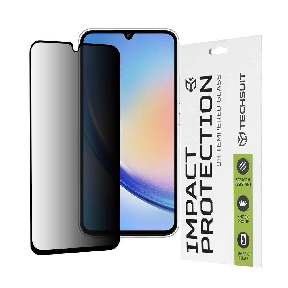 Zaštitna folija Ekran Privacy Techsuit za Samsung Galaxy A34 A346, Kaljeno Staklo, Full Glue, 111D