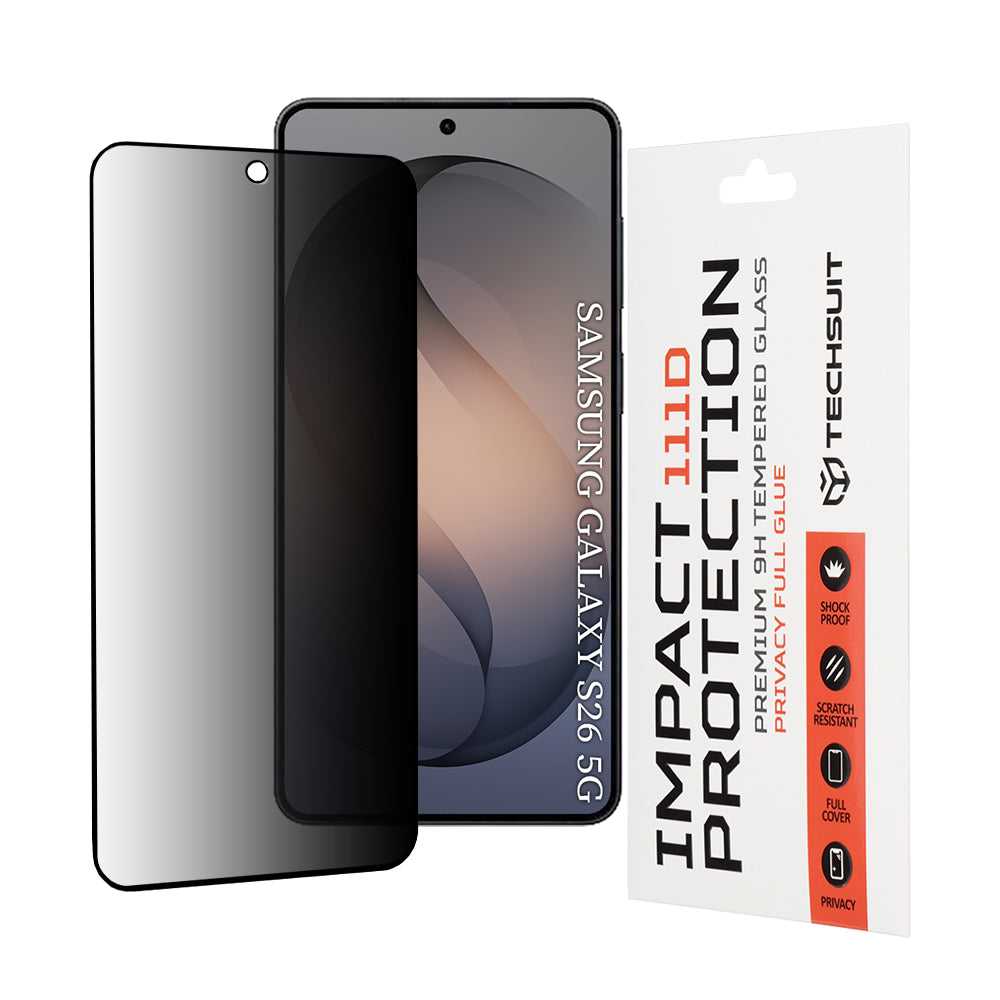 Zaštitna folija za ekran Privacy Techsuit za Samsung Galaxy S26 S942, Kaljeno staklo, Full Glue, 111D