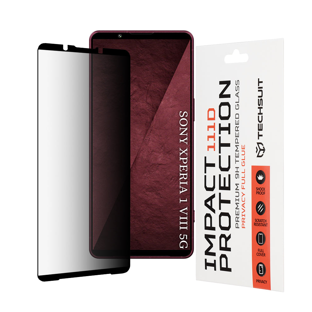 Zaštitna folija Ekran Privacy Techsuit za Sony Xperia 1 VIII, Kaljeno Staklo, Full Glue, 111D