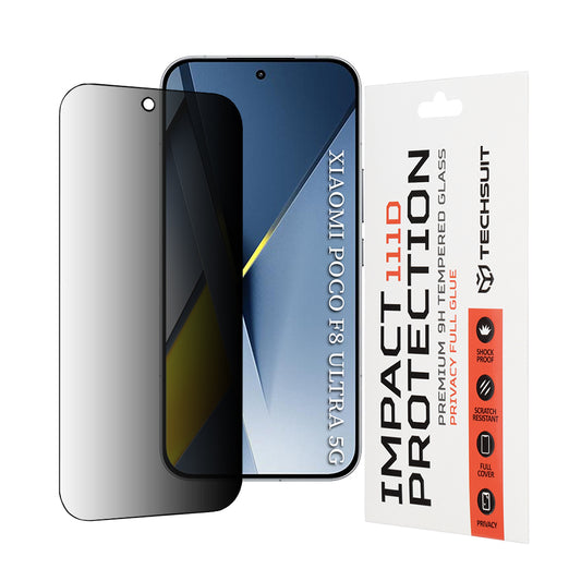 Folija za zaštitu ekrana Privacy Techsuit za Xiaomi Poco F8 Ultra, Kaljeno staklo, Full Glue, 111D