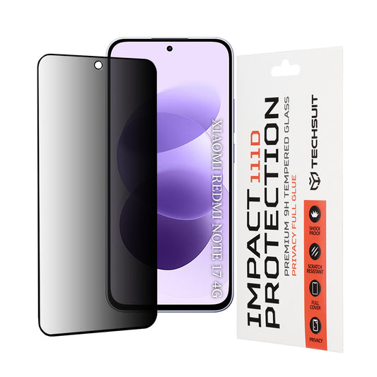 Techsuit Privacy zaštitna folija za ekran za Xiaomi Redmi Note 17 4G / Note 17 5G, kaljeno staklo, Full Glue, 111D