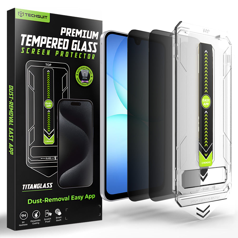 Zaštitna folija Ekran Privacy Techsuit TitanGlass CrystalHD za Samsung Galaxy A17 5G / A16 5G A166, Kaljeno Staklo, Full Glue, Set 2 komada