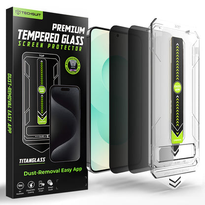 Folija za zaštitu ekrana Privacy Techsuit TitanGlass CrystalHD za Samsung Galaxy S26 Plus, Kaljeno staklo, Full Glue, Set 2 komada