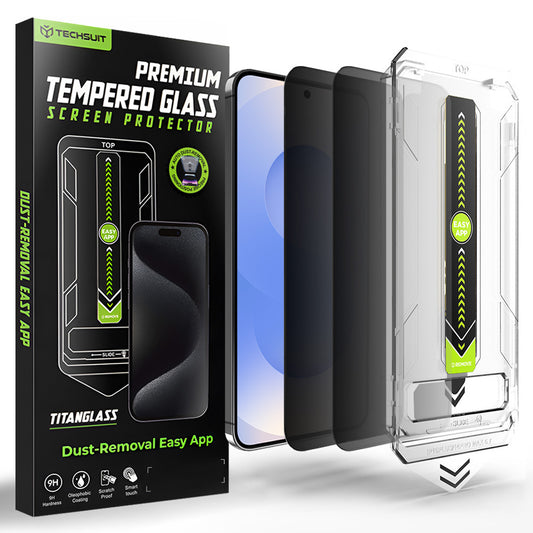 Folija za zaštitu ekrana Privacy Techsuit TitanGlass CrystalHD za Samsung Galaxy S26, Kaljeno staklo, Full Glue, Set od 2 komada