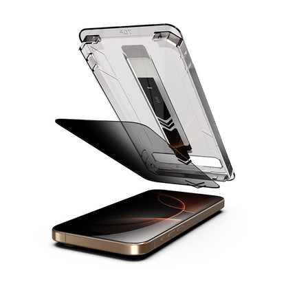 Folija za zaštitu ekrana Privacy Techsuit TitanGlass za Apple iPhone 17 / 16 Pro, Kaljeno staklo, Full Glue, Set 2 komada
