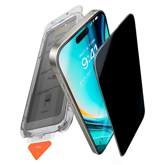 Folija za zaštitu ekrana Privacy Torras GlassGo Install Master za Apple iPhone 17 Pro Max, Kaljeno staklo, Full Glue