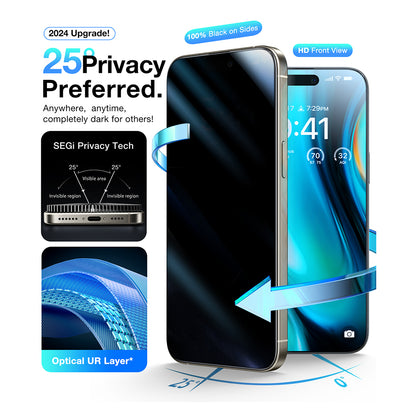 Folija za zaštitu ekrana Privacy Torras GlassGo Install Master za Apple iPhone 17 Pro Max, Kaljeno staklo, Full Glue
