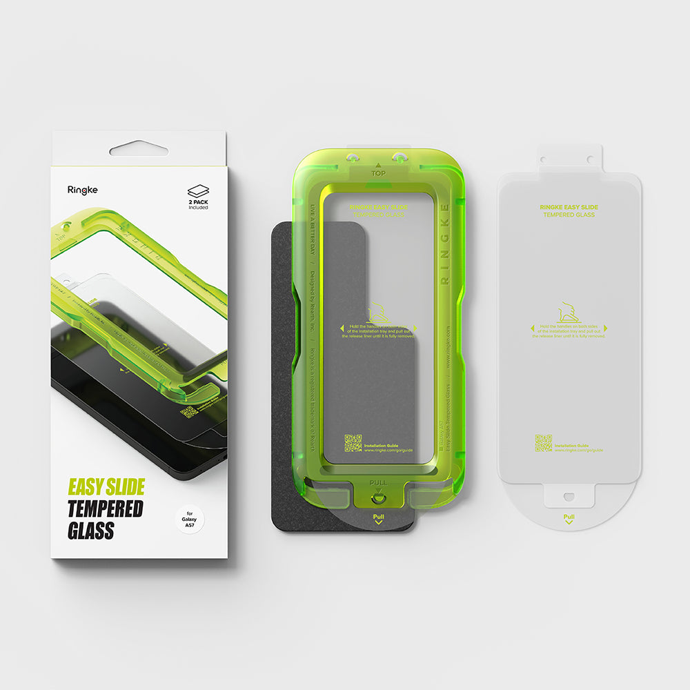 Folija za zaštitu ekrana Ringke Easy Slide za Samsung Galaxy A57 5G, Kaljeno staklo, Full Glue, Set od 2 komada