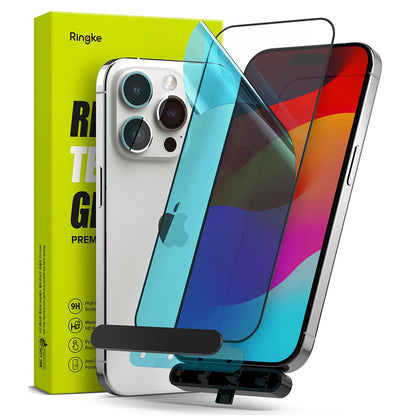 Zaštitna folija za ekran Ringke za Apple iPhone 15 Pro, Kaljeno staklo, Full Glue, Crna
