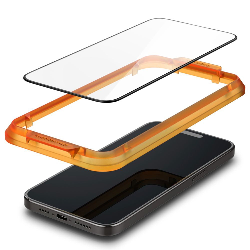 Zaštitna folija za ekran Spigen GlastR Align Master za Apple iPhone 15, Kaljeno staklo, Full Glue, Set 2 komada, Crna AGL06906