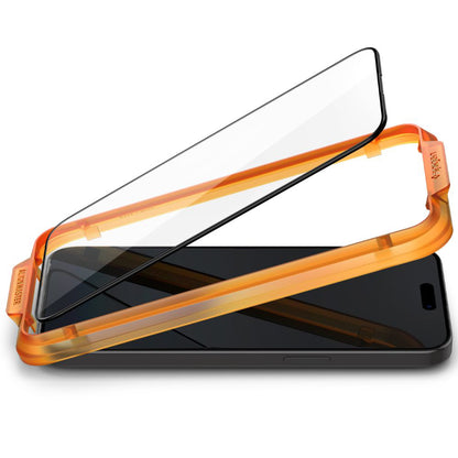 Zaštitna folija za ekran Spigen GlastR Align Master za Apple iPhone 15, Kaljeno staklo, Full Glue, Set 2 komada, Crna AGL06906