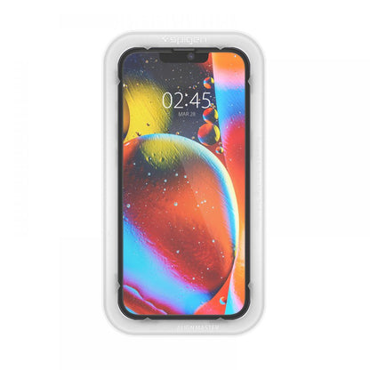 Folija za zaštitu ekrana Spigen GlastR Align Master za Apple iPhone 17e / 16e / 14 / 13 Pro, Kaljeno staklo, Full Glue, Crna AGL03725