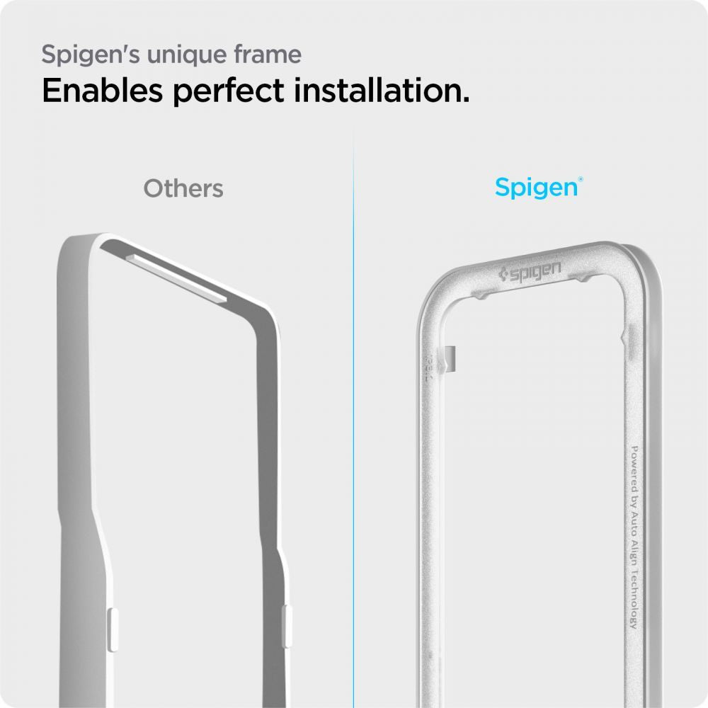 Folija za zaštitu ekrana Spigen GlastR Align Master za Apple iPhone 17e / 16e / 14 / 13 Pro, Kaljeno staklo, Full Glue, Crna AGL03725