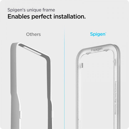 Folija za zaštitu ekrana Spigen GlastR Align Master za Apple iPhone 17e / 16e / 14 / 13 Pro, Kaljeno staklo, Full Glue, Crna AGL03725