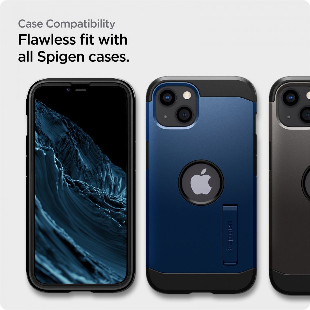 Folija za zaštitu ekrana Spigen GlastR Align Master za Apple iPhone 17e / 16e / 14 / 13 Pro, Kaljeno staklo, Full Glue, Crna AGL03725