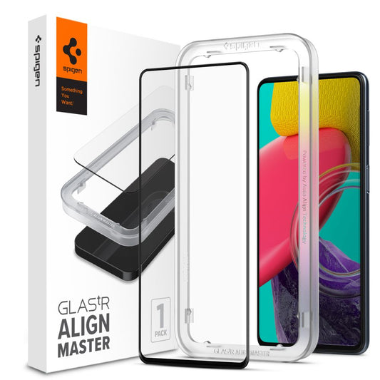 Folija za zaštitu ekrana Spigen GlastR Align Master za Samsung Galaxy M53 M536, Kaljeno staklo, Full Glue, Crna