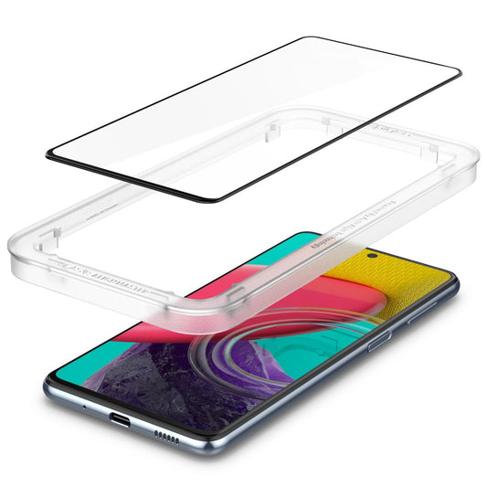 Folija za zaštitu ekrana Spigen GlastR Align Master za Samsung Galaxy M53 M536, Kaljeno staklo, Full Glue, Crna