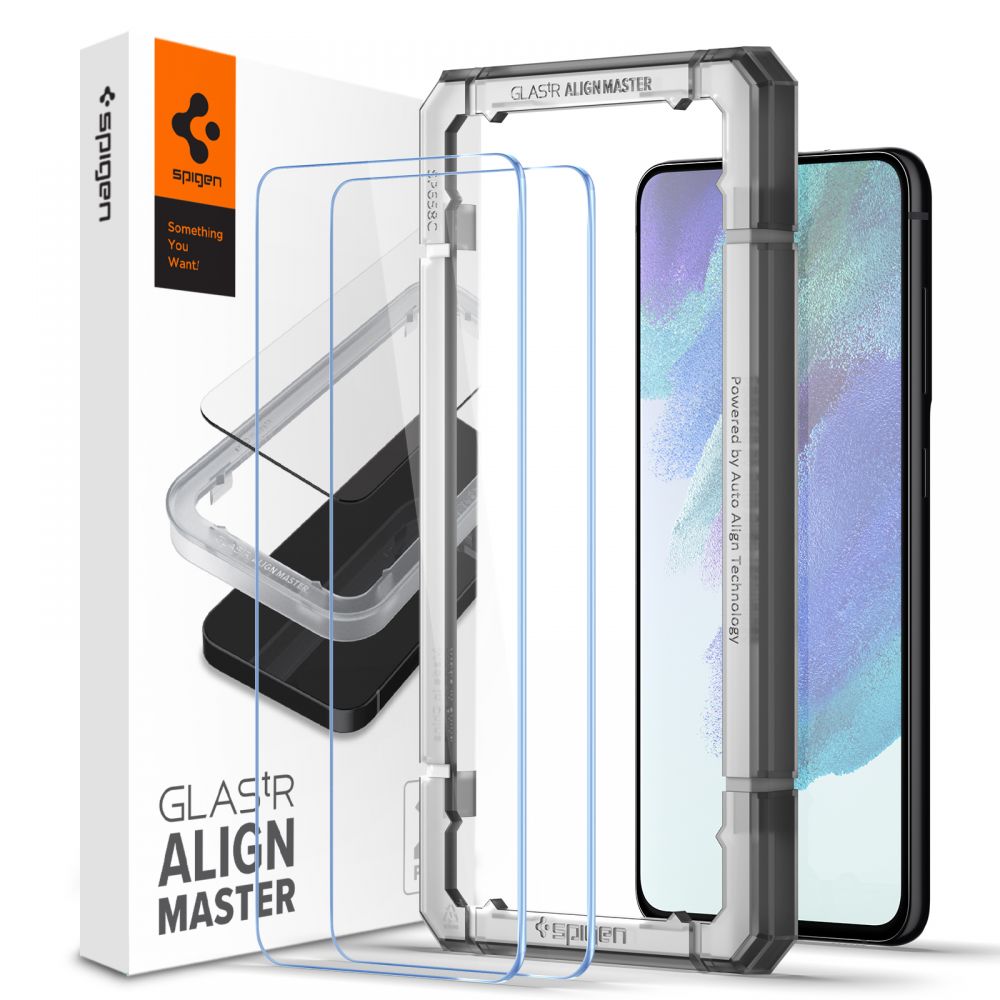 Folija za zaštitu ekrana Spigen GlastR Align Master za Samsung Galaxy S21 FE 5G G990, Kaljeno staklo, Full Glue, Set 2 komada AGL03088