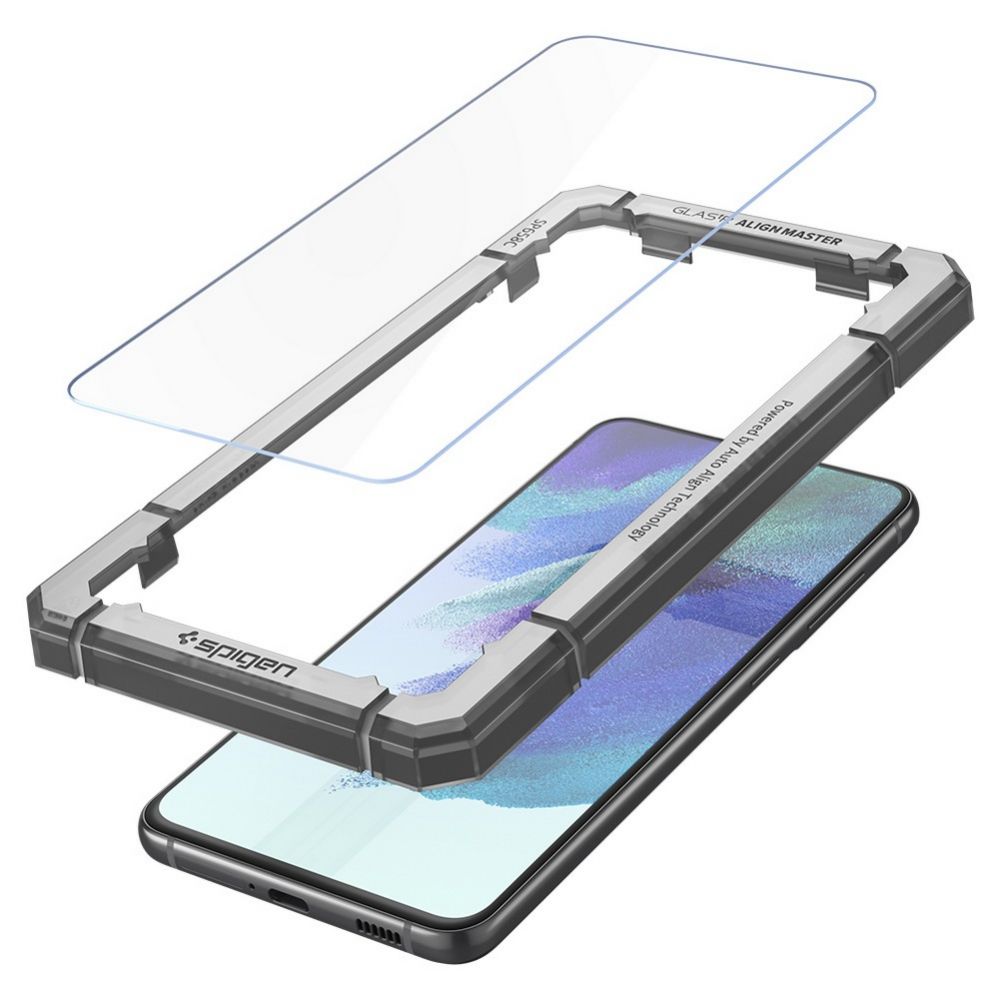 Folija za zaštitu ekrana Spigen GlastR Align Master za Samsung Galaxy S21 FE 5G G990, Kaljeno staklo, Full Glue, Set 2 komada AGL03088
