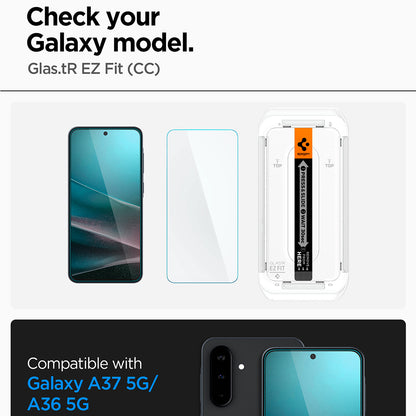 Zaštitna folija za ekran Spigen GlastR EZ FIT HD za Samsung Galaxy A37 5G / A36 A366, Kaljeno staklo, Full Glue, Set od 2 komada AGL11365