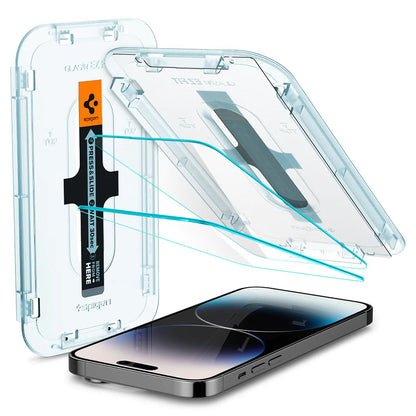 Folija za zaštitu ekrana Spigen GlastR EZ FIT za Apple iPhone 14 Pro, Kaljeno staklo, Full Glue, Set 2 komada