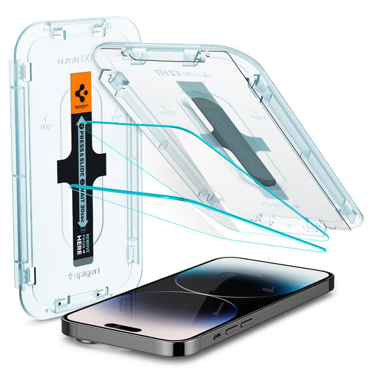Folija za zaštitu ekrana Spigen GlastR EZ FIT za Apple iPhone 14 Pro, Kaljeno staklo, Full Glue, Set 2 komada