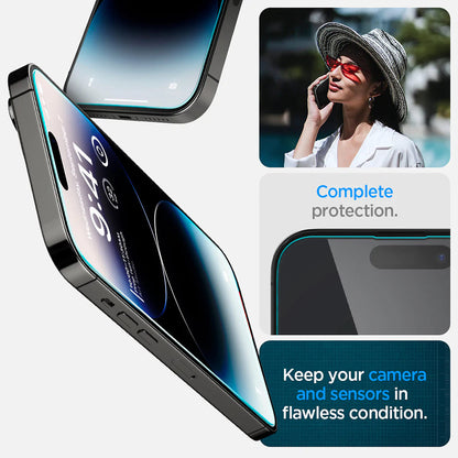 Folija za zaštitu ekrana Spigen GlastR EZ FIT za Apple iPhone 14 Pro, Kaljeno staklo, Full Glue, Set 2 komada