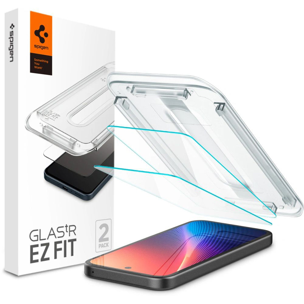 Folija za zaštitu ekrana Spigen GlastR EZ FIT za Google Pixel 9a, Kaljeno staklo, Full Glue, Set 2 komada AGL08938