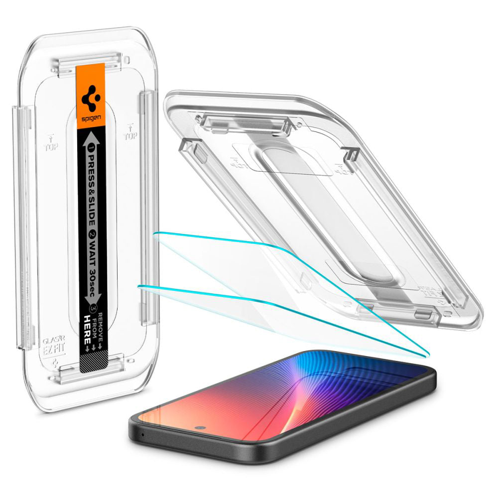 Folija za zaštitu ekrana Spigen GlastR EZ FIT za Google Pixel 9a, Kaljeno staklo, Full Glue, Set 2 komada AGL08938
