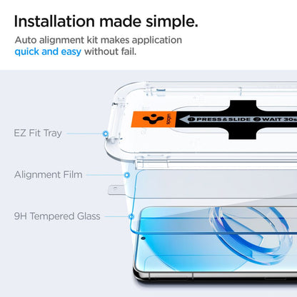 Folija za zaštitu ekrana Spigen GlastR EZ FIT za Samsung Galaxy S23 S911, Kaljeno staklo, Full Glue, Set 2 komada AGL05958