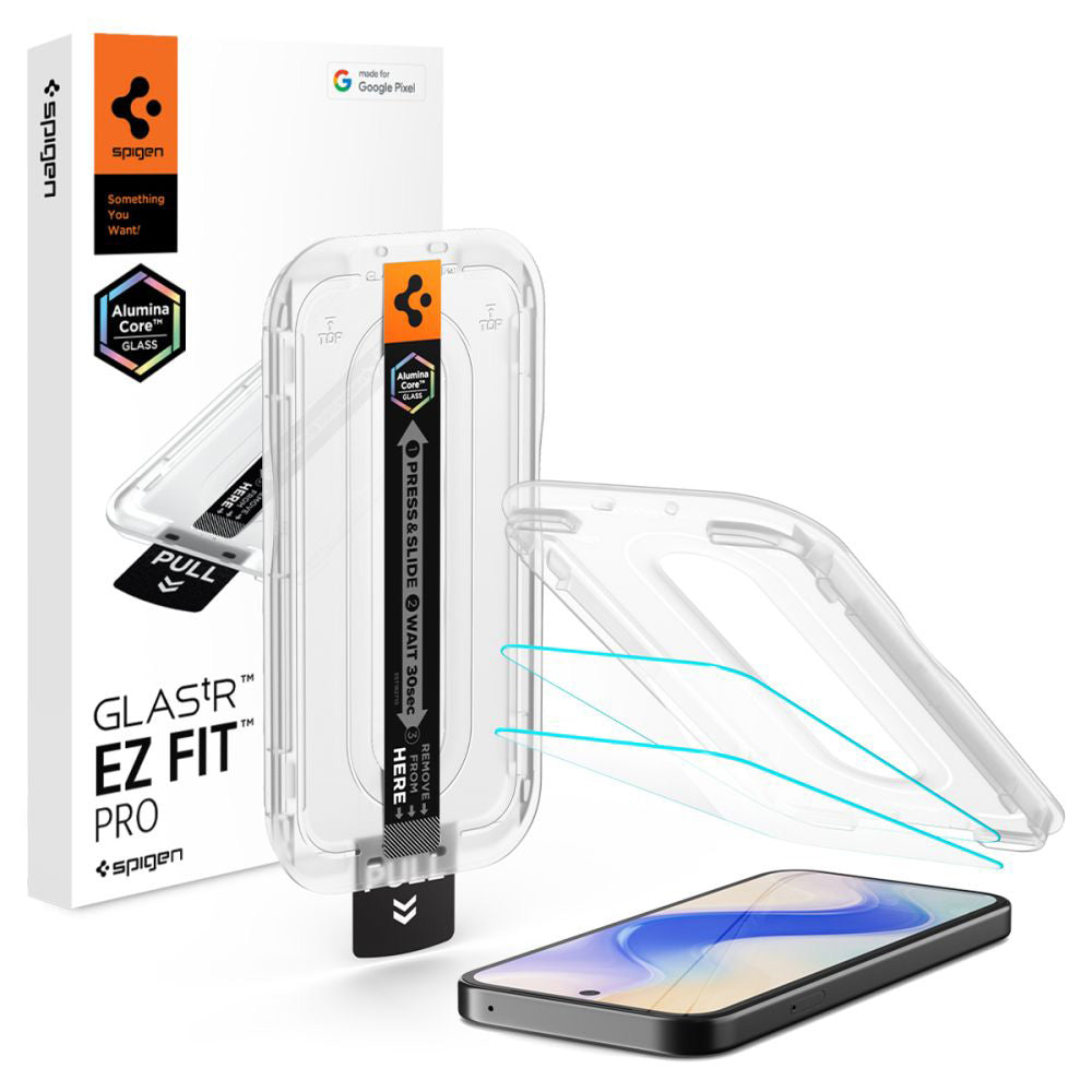 Folija za zaštitu ekrana Spigen GlastR EZ FIT Pro HD za Google Pixel 10a, Kaljeno staklo, Full Glue, Set 2 komada AGL11364