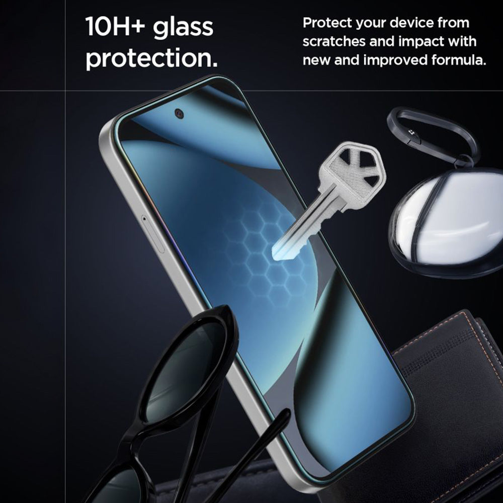 Folija za zaštitu ekrana Spigen GlastR EZ FIT Pro HD za Google Pixel 10a, Kaljeno staklo, Full Glue, Set 2 komada AGL11364