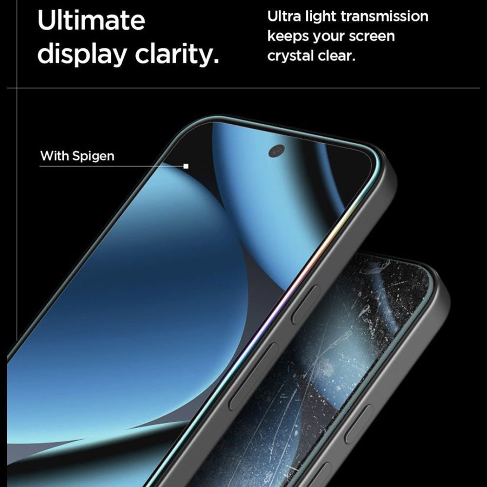 Folija za zaštitu ekrana Spigen GlastR EZ FIT Pro HD za Google Pixel 10a, Kaljeno staklo, Full Glue, Set 2 komada AGL11364