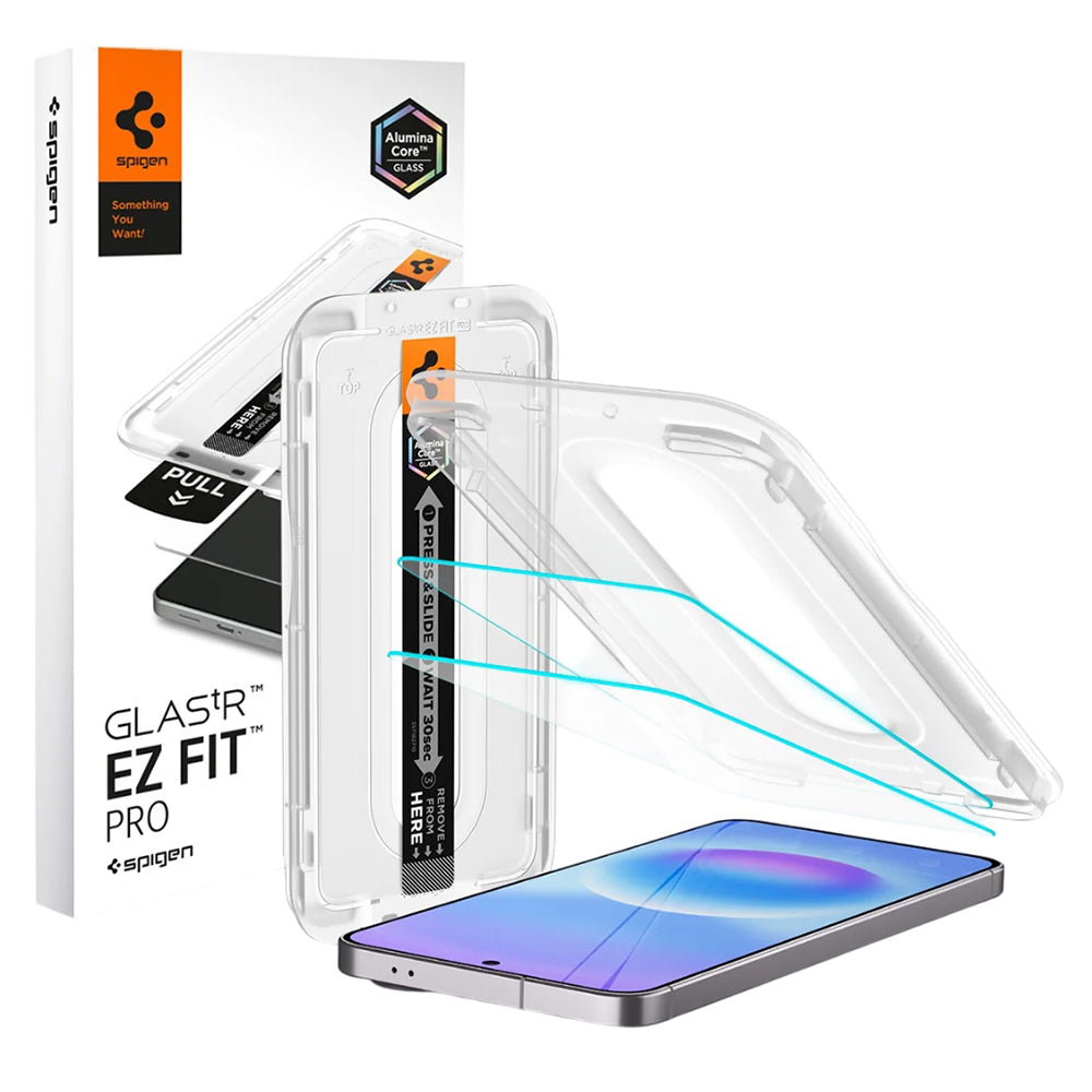 Folija za zaštitu ekrana Spigen GlastR EZ FIT Pro HD za Samsung Galaxy A57 5G, Kaljeno staklo, Full Glue, Set 2 komada AGL11397