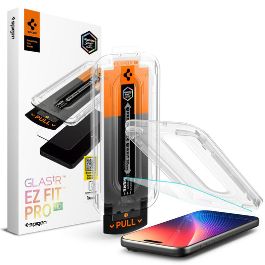 Folija za zaštitu ekrana Spigen GlastR EZ FIT Pro za Apple iPhone 17 Pro Max / 16 Pro Max, Kaljeno staklo, Full Glue