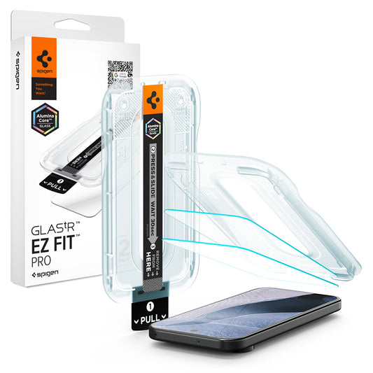 Zaštitna folija za ekran Spigen GlastR EZ FIT Pro za Google Pixel 11 Pro / 11, Kaljeno staklo, Full Glue, Set 2 komada AGL11480