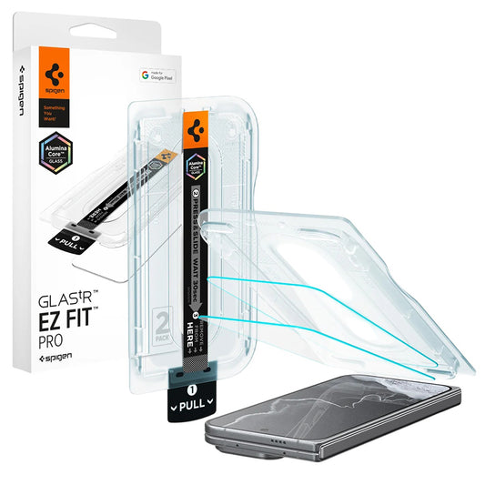 Zaštitna folija za spoljašnji ekran Spigen GlastR EZ FIT Pro za Google Pixel 11 Pro Fold, Kaljeno staklo, Full Glue, Set od 2 komada AGL11490