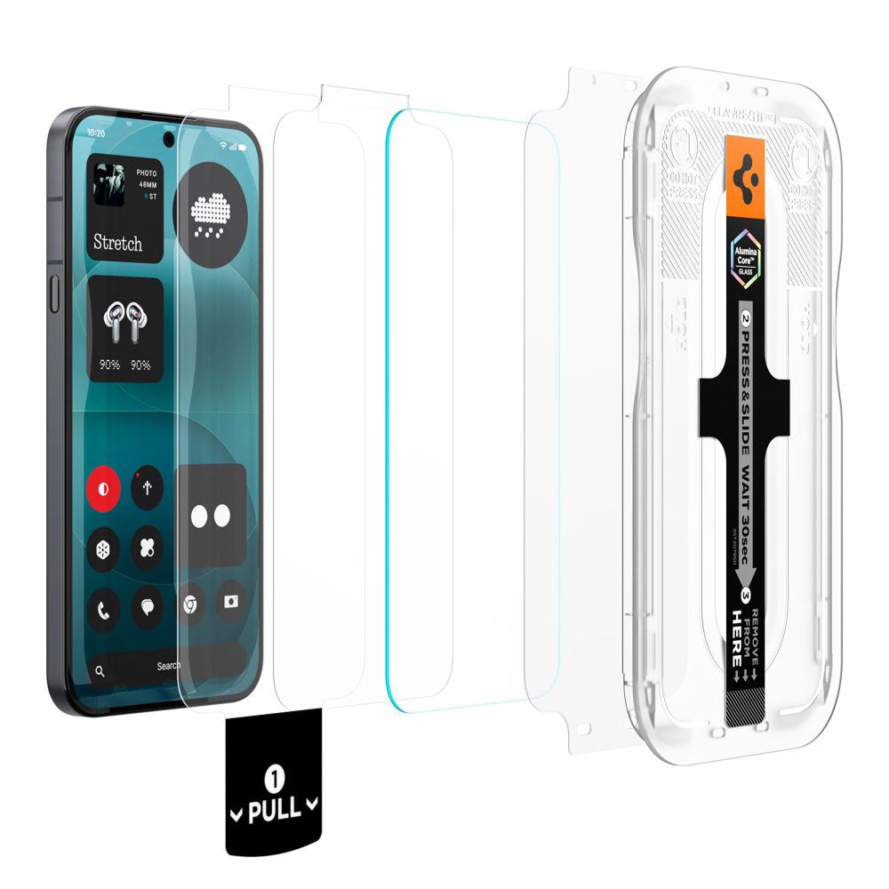 Zaštitna folija za ekran Spigen GlastR EZ FIT Pro za Nothing Phone (4a) Pro, Kaljeno staklo, Full Glue, Set od 2 komada AGL11681