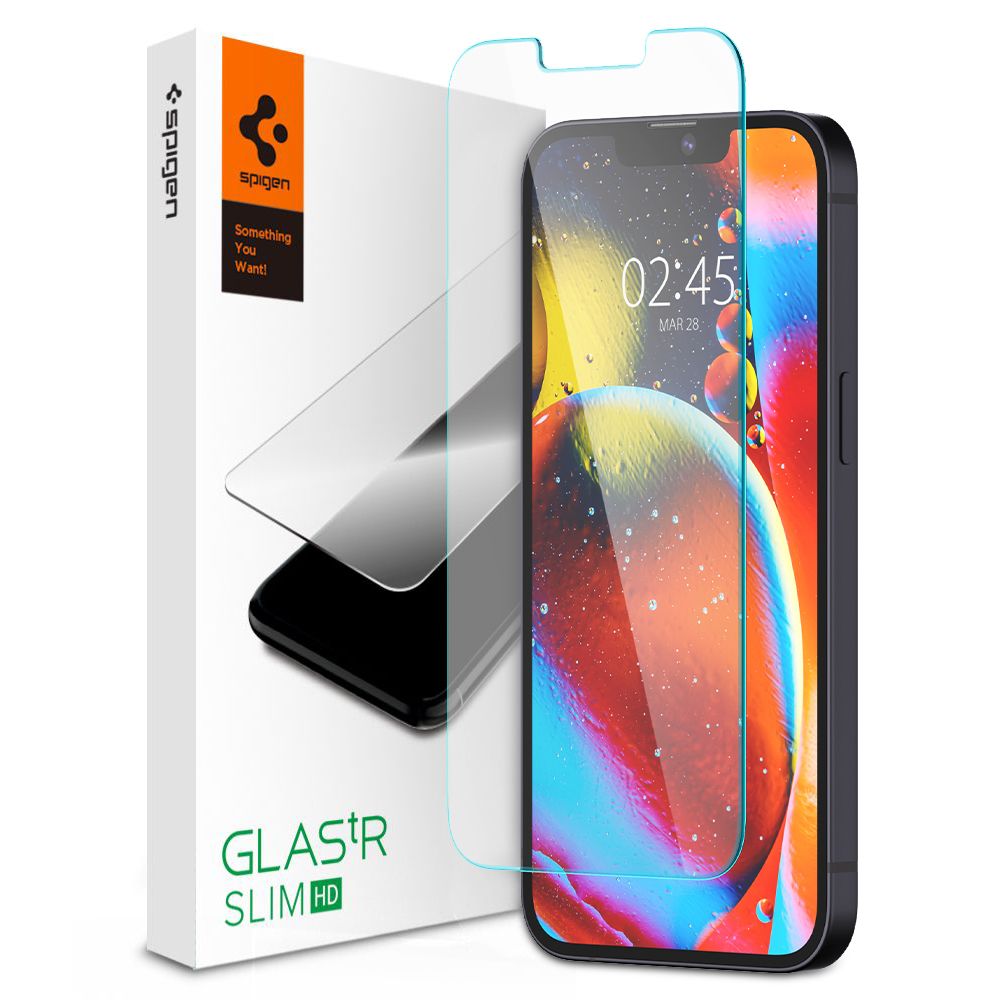Folija za zaštitu ekrana Spigen GlastR Slim za Apple iPhone 17e / 16e / 14 / 13 Pro, Kaljeno staklo, Full Glue