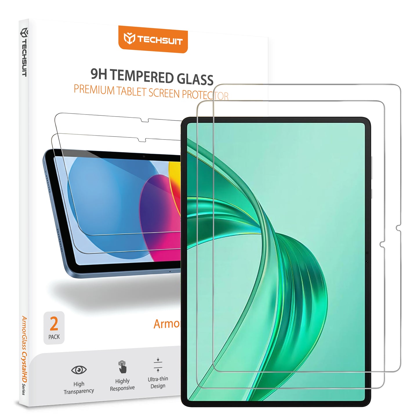 Folija za zaštitu ekrana Techsuit ArmorGlass CrystalHD za Honor Pad X8a / Xiaomi Pad 6 / 6 Pro, Kaljeno staklo, Full Glue, Set 2 komada