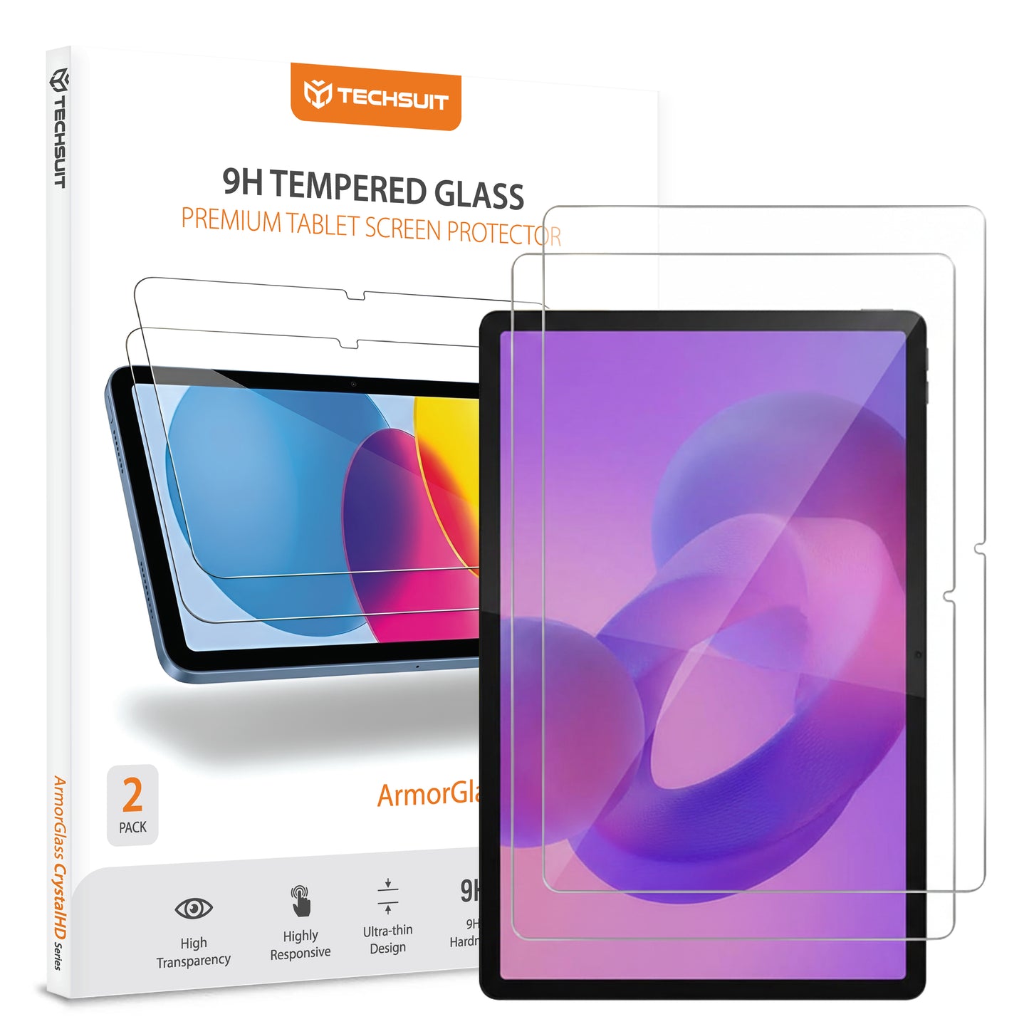 Zaštitna folija za ekran Techsuit ArmorGlass CrystalHD za Lenovo Idea Tab Plus, Kaljeno staklo, Full Glue, Set od 2 komada