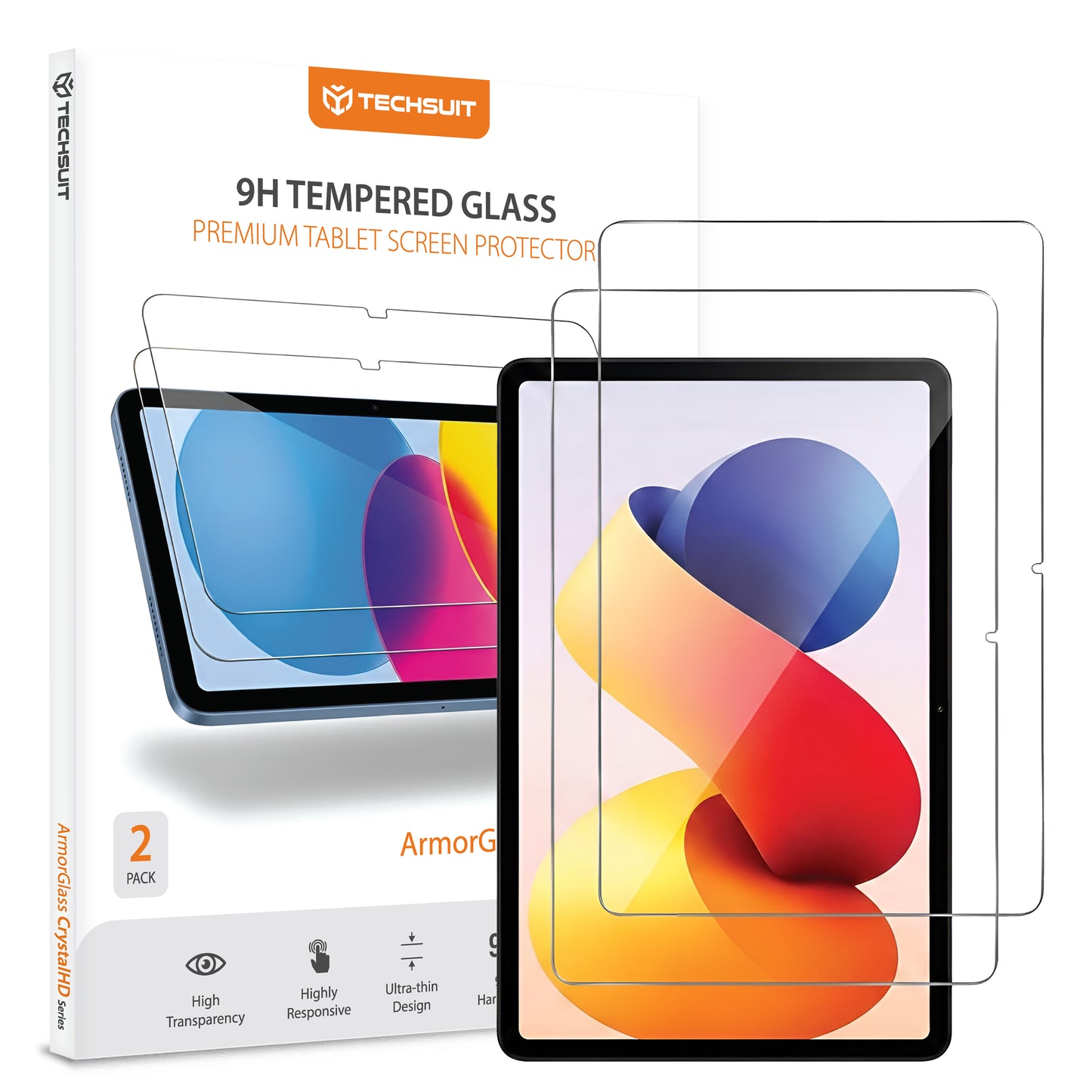Zaštitna folija za ekran Techsuit ArmorGlass CrystalHD za Xiaomi Redmi Pad 2 Pro, Kaljeno staklo, Full Glue, Set od 2 komada