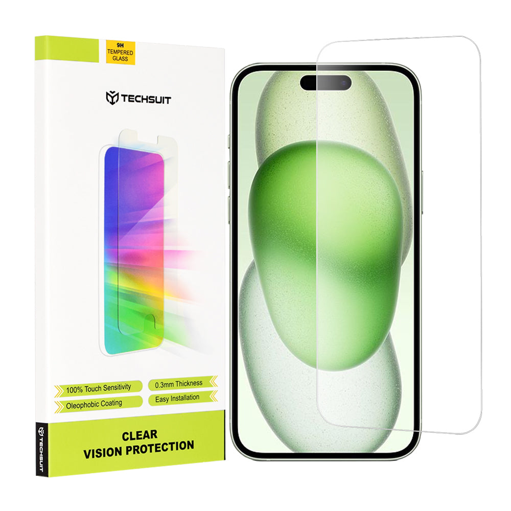 Zaštitna folija za ekran Techsuit Clear Vision za Apple iPhone 16 Plus / 15 Plus / 15 Pro Max, Kaljeno staklo, Full Glue