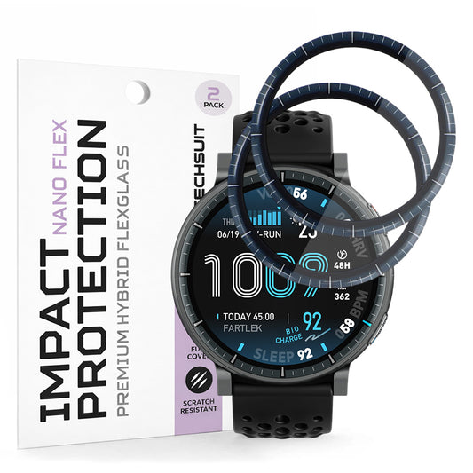 Folija za zaštitu ekrana Techsuit Nano Flex za Amazfit Active Max, Plastika, Set 2 komada, Crna