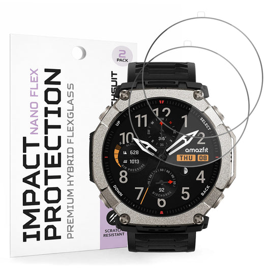 Folija za zaštitu ekrana Techsuit Nano Flex za Amazfit T-Rex Ultra 2, Plastika, Set 2 komada, Crna