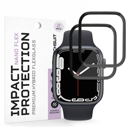 Zaštitna folija za ekran Techsuit Nano Flex za Apple Watch Series 9 / 8 / 7 41mm, Plastika, Set od 2 komada, Crna