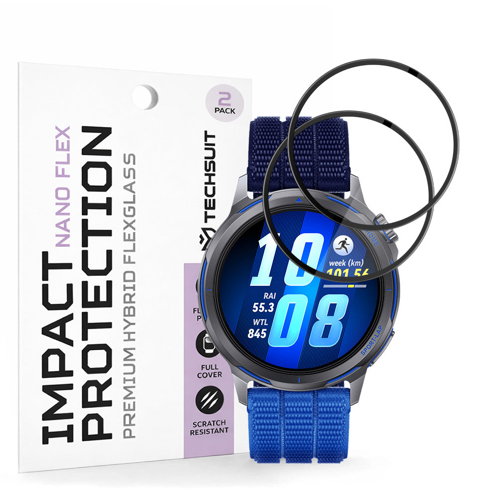 Folija za zaštitu ekrana Techsuit Nano Flex za Huawei Watch GT Runner 2, Plastika, Set 2 komada, Crna