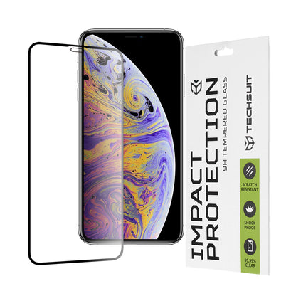 Zaštitna folija za ekran Techsuit za Apple iPhone 11 Pro Max / XS Max, Kaljeno staklo, Full Glue, 111D, Crna